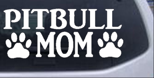 Pitbull Mom with Paw Prints Animals car-window-decals-stickers