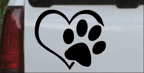Animal Lover Heart with Cat or Dog Paw Print 