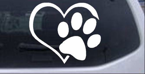Animal Lover Heart with Cat or Dog Paw Print  Animals car-window-decals-stickers