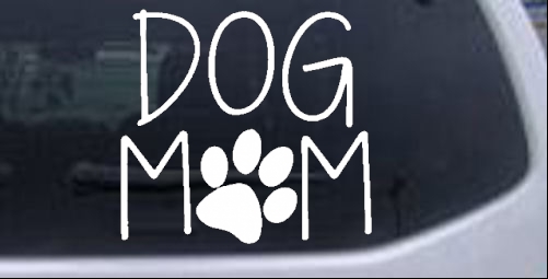 Dog Mom with Paw Print Animals car-window-decals-stickers