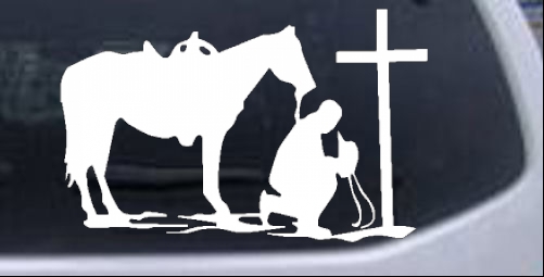 Little Cowgirl Praying and My Horse Too For Car Window Truck Vinyl Decal Sticker