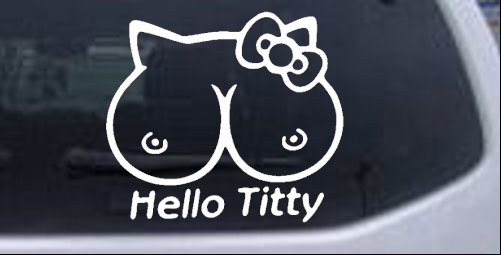 Funny Hello Kitty Titty  Funny car-window-decals-stickers