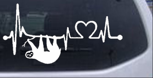 Sloth Heartbeat Lifeline Heart Love  Animals car-window-decals-stickers