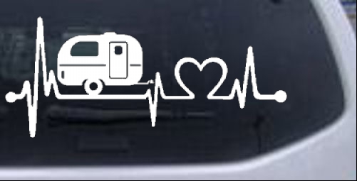 Camper Camping Travel Trailer Heartbeat Lifeline Hunting And Fishing car-window-decals-stickers
