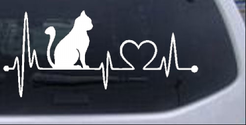 Cat Heartbeat Lifeline Heart Love Animals car-window-decals-stickers