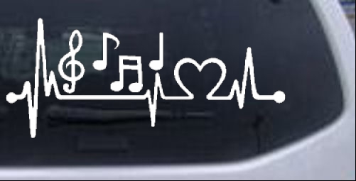 Music Note Heartbeat Car Truck Bumper Window JDM Fun 7" Vinyl Decal Sticker 