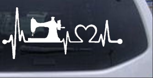 Sewing Machine Heartbeat Lifeline Other car-window-decals-stickers