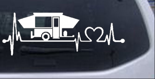 Pop Up Camper Travel Trailer Heartbeat Lifeline Hunting And Fishing car-window-decals-stickers