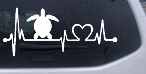 Sea Turtle Heartbeat Lifeline Animals car-window-decals-stickers