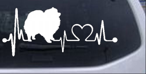Pomeranian Dog Love Heartbeat Monitor Animals car-window-decals-stickers