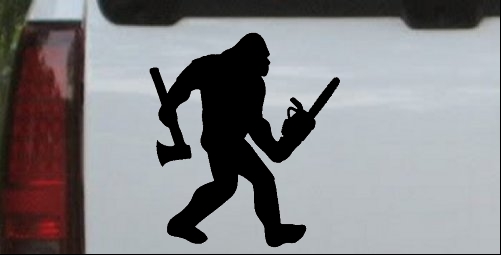 Bigfoot Lumberjack Logger with Axe and Chainsaw
