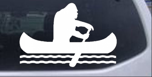 Bigfoot Sasquatch Canoe  Funny car-window-decals-stickers
