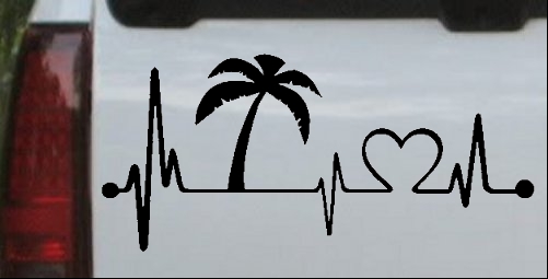 Palm Tree Beach Heartbeat Lifeline Vacation