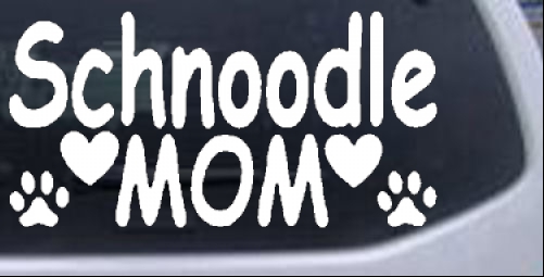 Schnoodle Mom with Dog Paw Prints Animals car-window-decals-stickers