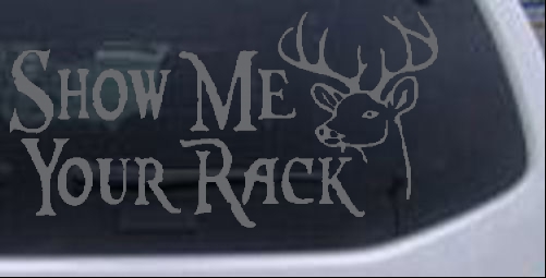 Show Me Your Rack Vinyl Decals Two Funny Deer Head car truck window stickers 