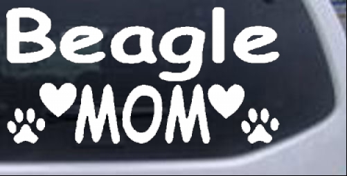 Beagle Mom With Dog Paw Prints Animals car-window-decals-stickers