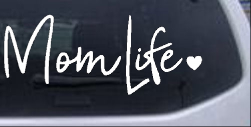 Mom Life with Heart Girlie car-window-decals-stickers