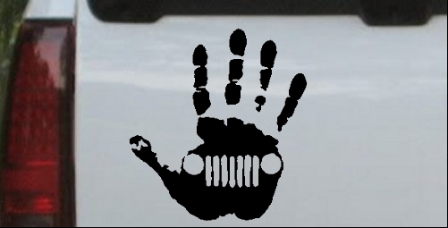 Jeep Wave Jeep Grill in Muddy Waving Hand Print