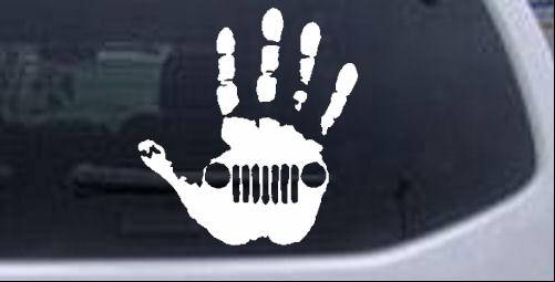  Jeep Wave Jeep Grill en Muddy Waving Hand Print Car o Truck Window Decal Sticker