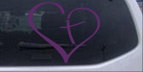 Heart with Cross Inside Car or Truck Window Laptop Decal Sticker 6X5.1