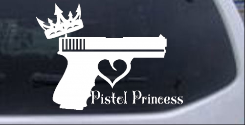 Pistol Princess with Crown and Gun for Women Girl Guns car-window-decals-stickers