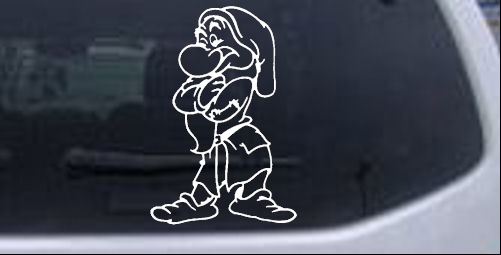 Snow White Dopey Cartoon Car Bumper Sticker Decal 3'' x 5''