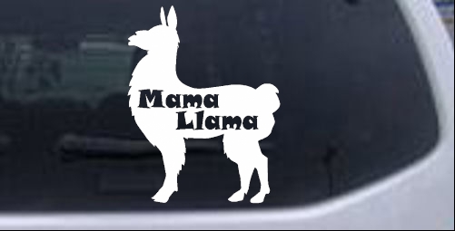 Mama Llama With Llama Silhouette   Animals car-window-decals-stickers