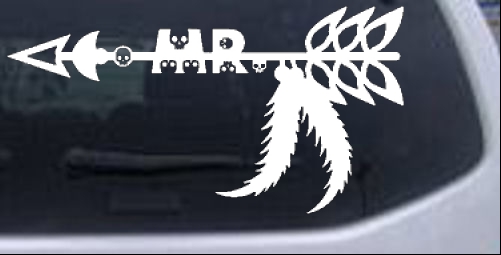 MR Tribal Skull Arrow with Feathers Skulls car-window-decals-stickers
