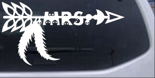 MRS Tribal Skull Arrow with Feathers Skulls car-window-decals-stickers