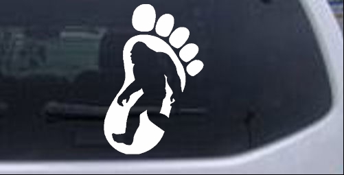 Bigfoot Sasquatch In Bigfoot Print Sci Fi car-window-decals-stickers