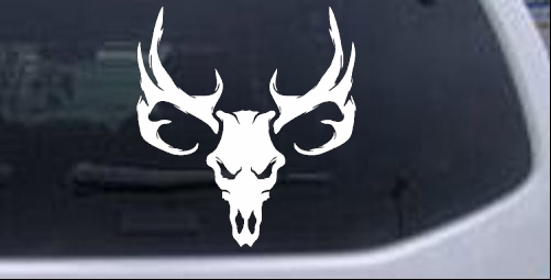 Tribal Buck Deer Skull with Huge Horns and Rack Hunting And Fishing car-window-decals-stickers