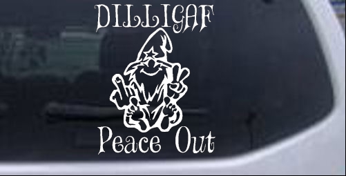DILLIGAF Wizard Peace Out Funny car-window-decals-stickers
