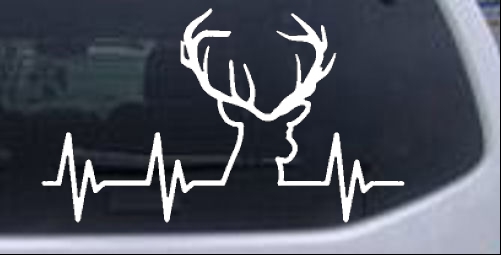 Buck Deer Heartbeat Car or Truck Window Decal Sticker - Rad Dezigns