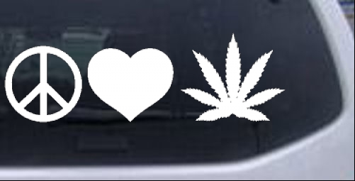 Peace Love and Marijuana Pot Cannabis   Drinking - Party car-window-decals-stickers