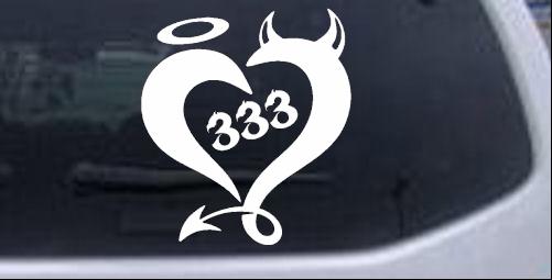 Heart 333 Half Evil Half Devil and Half Angel Girlie car-window-decals-stickers