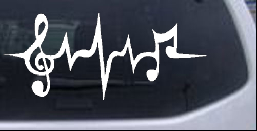 Music Notes with Hearts Pink Vinyl Car Window Sticker Bumper Computer 