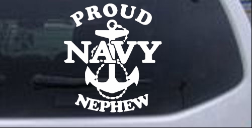 Proud Navy Nephew With Navy Anchor Logo Military car-window-decals-stickers
