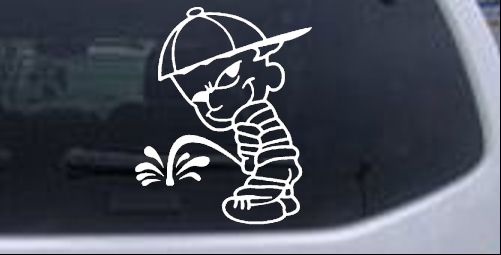 Calvin Peeing facing Left Pee Ons car-window-decals-stickers