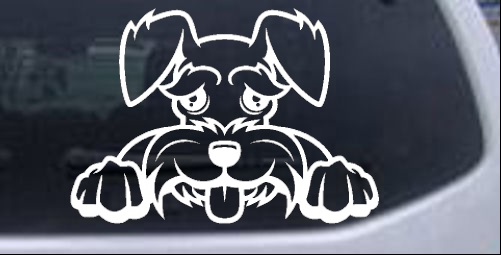 Shaggy Dog Head with Tongue Out Animals car-window-decals-stickers