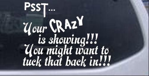Your Crazy is Showing Funny car-window-decals-stickers