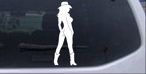 Nude Cowgirl in Boots and Hat Western car-window-decals-stickers