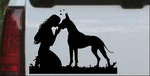 Woman or Girl with her Great Dane