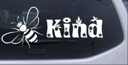 Bee Kind Honey Bee With Flowers Animals car-window-decals-stickers