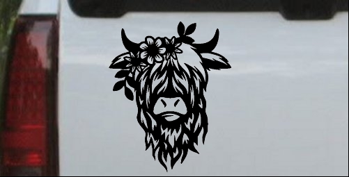 Cute Long Hair Cow with Flowers