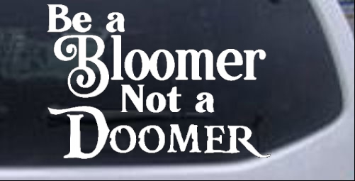 Be A Bloomer Not A Doomer Motivational Words car-window-decals-stickers