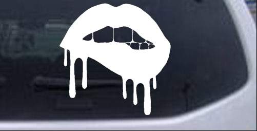 Biting Bleeding Lips  Gothic Halloween car-window-decals-stickers