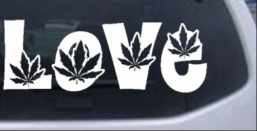Love Marijuana Pot Leafs  Drinking - Party car-window-decals-stickers