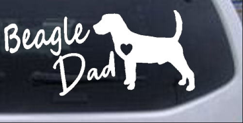 Beagle Dad Dog with Heart Animals car-window-decals-stickers