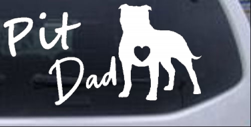 Pit Bull Pitbull Dad Dog with Heart Animals car-window-decals-stickers