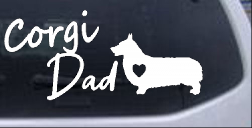 Corgi Dad Dog with Heart Animals car-window-decals-stickers